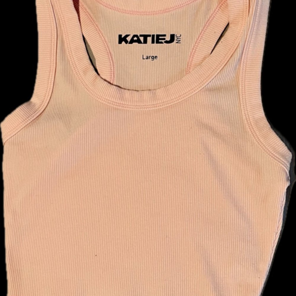 Katie J NYC Tween Livi Ribbed Tank Top - Baby Pink - Size L (12)